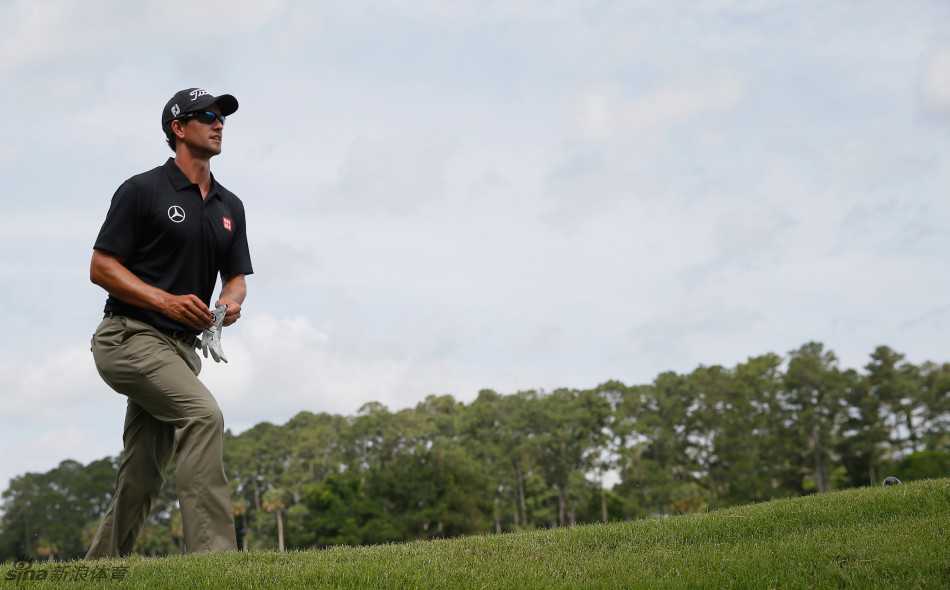 绿茵之上的艺术与心跳 球员专注地俯身观察果岭推杆线路,成败就在毫厘之间的判断。