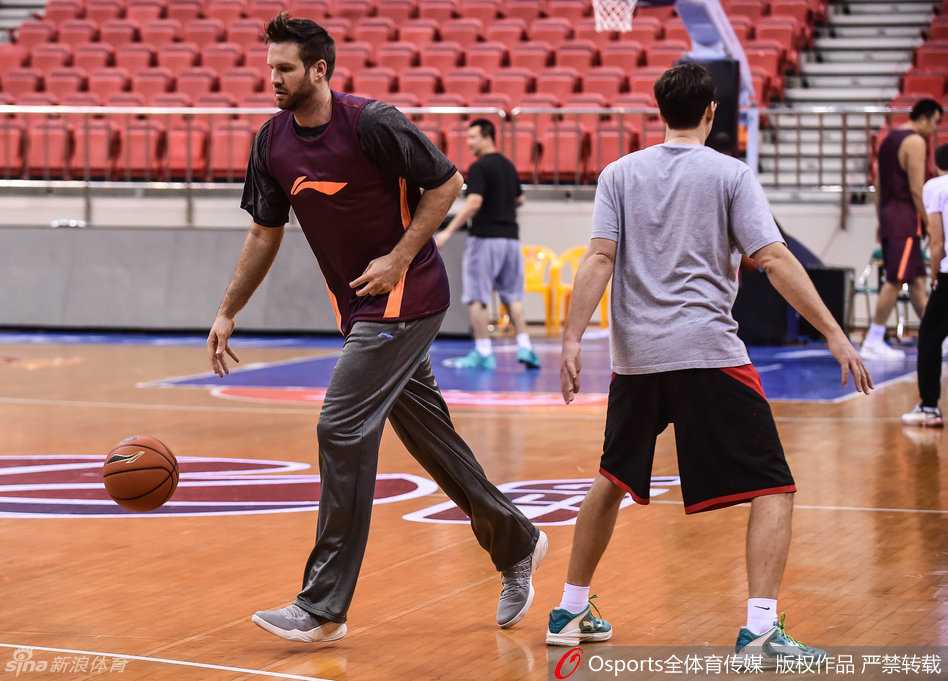 主帅郭士强双手插兜神情冷峻地督战，旁边赵继伟正运球观察局势，教练与后卫线的无声默契正是辽篮战术体系运转的核心